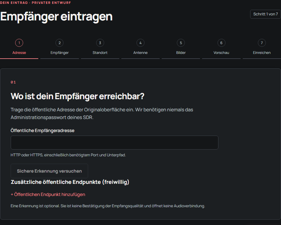 Einen Empfänger eintragen